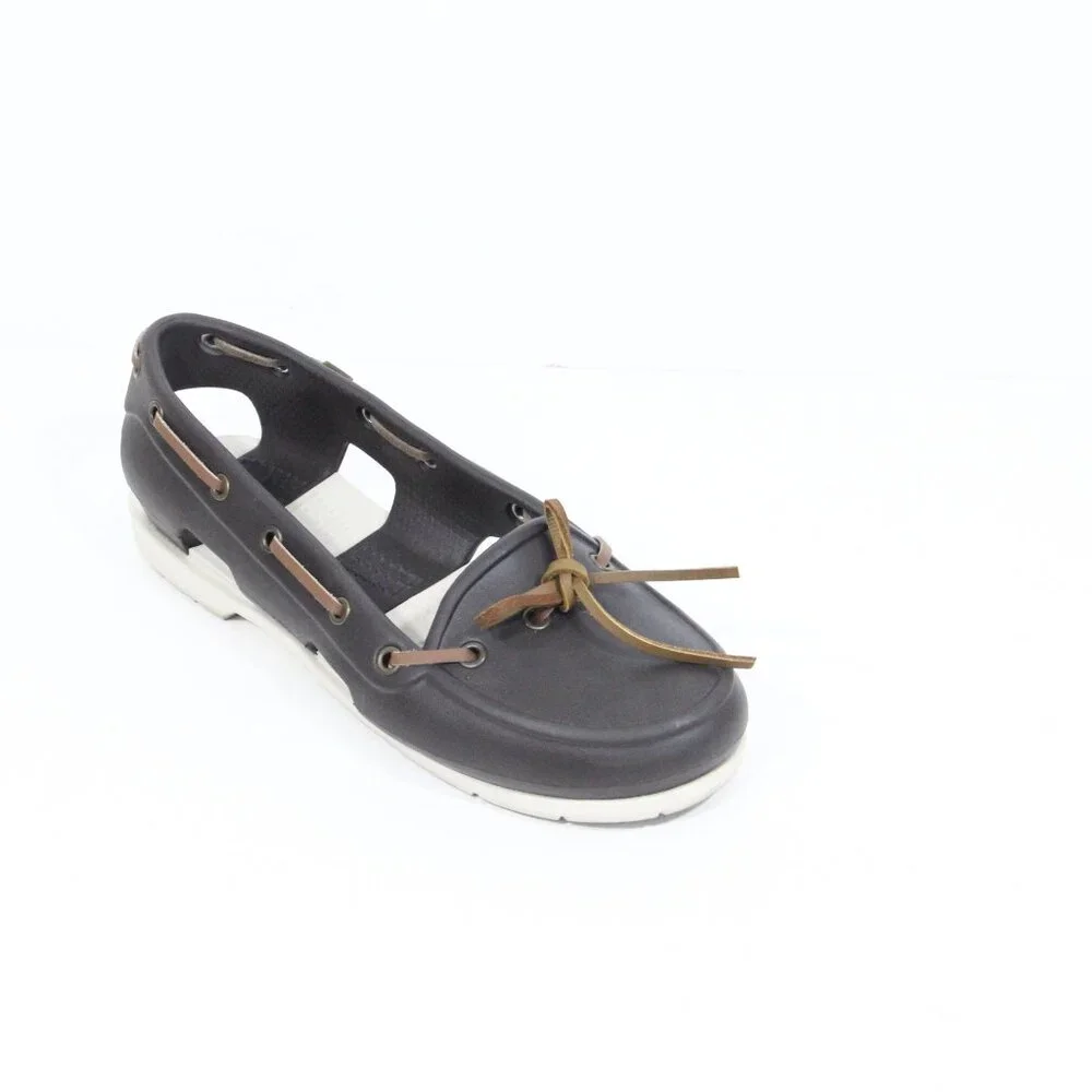 Crocs Beach Line Boat Shoes sz 7 Women Water Shoes Brown Moccasin